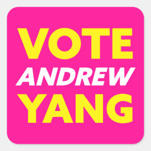 Stemming Andrew Yang New York City Mayor Magenta Vierkante Sticker