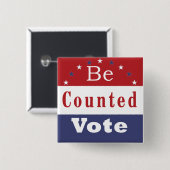 Stemming bij tellingen vierkante button 5,1 cm (Voorkant /achterkant)