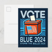 Stemming Blauw 2024 Stembus Amerikaanse presidents Briefkaart (Voorkant / Achterkant)