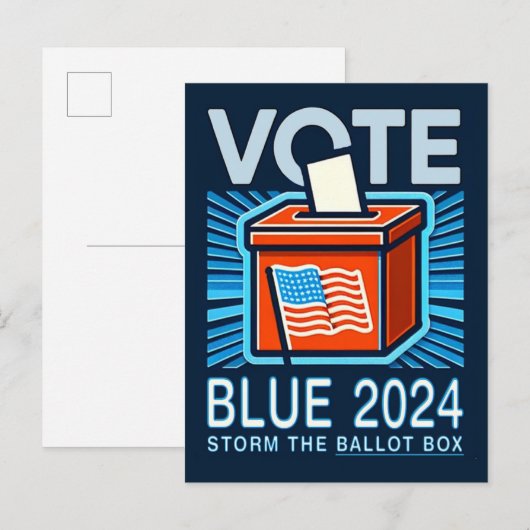 Stemming Blauw 2024 Stembus Amerikaanse presidents Briefkaart (Voorkant / Achterkant)