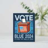 Stemming Blauw 2024 Stembus Amerikaanse presidents Briefkaart (Staand voorkant)