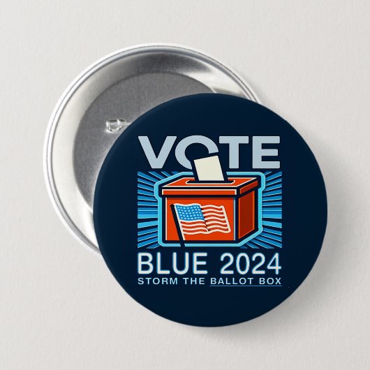 Stemming Blauw 2024 Stembus Amerikaanse presidents Ronde Button 7,6 Cm (Voorkant /achterkant)