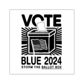 Stemming Blauw 2024 Stembus Amerikaanse presidents Rubberstempel (Afrduk)