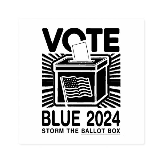 Stemming Blauw 2024 Stembus Amerikaanse presidents Rubberstempel (Afrduk)
