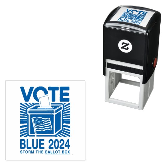 Stemming Blauw 2024 Stembus Amerikaanse presidents Zelfinktende Stempel (In situ)