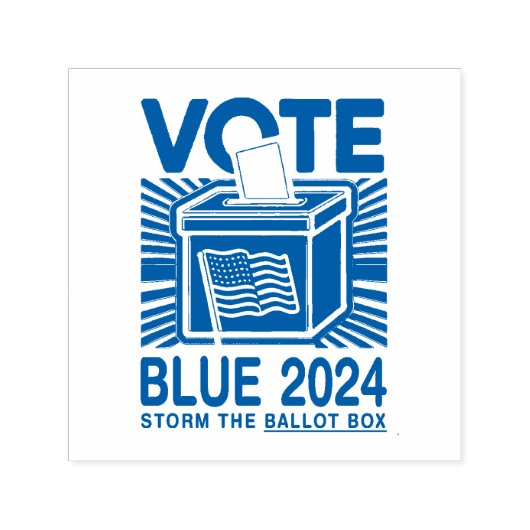 Stemming Blauw 2024 Stembus Amerikaanse presidents Zelfinktende Stempel (Design)