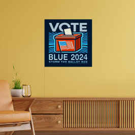 Stemming Blauw 2024 Stemmen Presidentsverkiezingen Poster