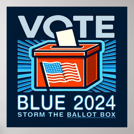 Stemming Blauw 2024 Stemmen Presidentsverkiezingen Poster (Voorkant)