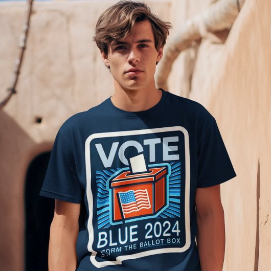 Stemming Blauw 2024 Verkiezingsstembus met grens T-shirt