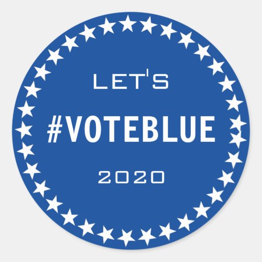 Stemming Blauw Amerikaans Vlag Thema Verkiezing Aa Ronde Sticker (Voorkant)