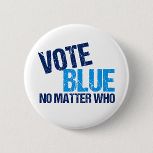 Stemming Blauw Geen onderwerp Wie-democraat Slogan Ronde Button 5,7 Cm