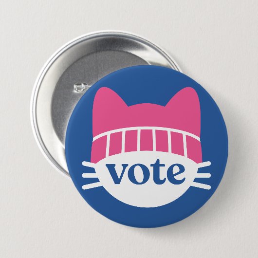 Stemming: blauw ronde button 7,6 cm (Voorkant /achterkant)