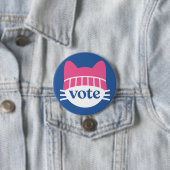 Stemming: blauw ronde button 7,6 cm (In situ)