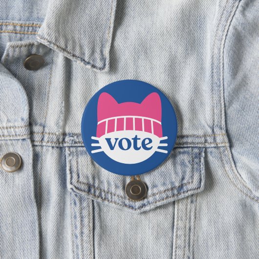 Stemming: blauw ronde button 7,6 cm (In situ)