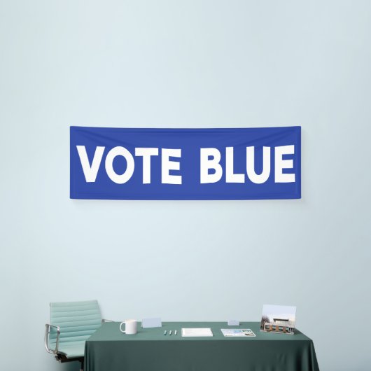 Stemming Blauw vet wit tekst over blauw politiek Spandoek (Beurs)