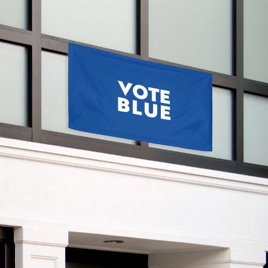 Stemming Blauw wit blauw modern vet typografie Spandoek (Buitenkant Gebouw)