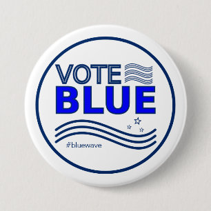 Stemming: blauwe politieke verkiezingscampagne ronde button 7,6 cm