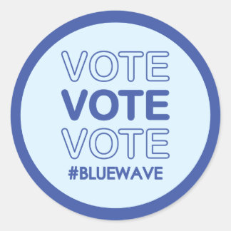 Stemming: blauwe politieke verkiezingscampagne ronde sticker