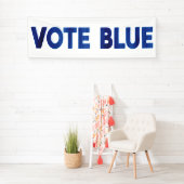 Stemming: blauwe vettige tekst waterverf politiek spandoek (Insitu)