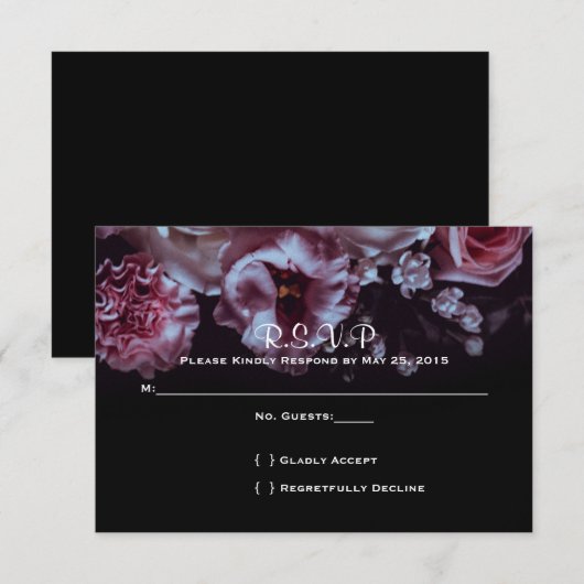 Stemming Bloemstuk en Zwarte Huwelijks RSVP (Voorkant / Achterkant)