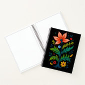 Stemming Boho Volkskunst Bloem Boom Botanisch Notitieboek (Binnen)