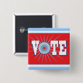 STEMMING Button - vierkant / rood (Voorkant /achterkant)