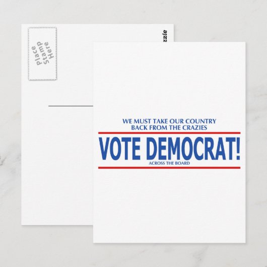 STEMMING DEMOCRAT! BRIEFKAART (Voorkant / Achterkant)