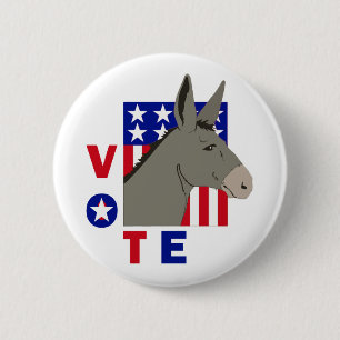 STEMMING DEMOCRAT DONKEY RONDE BUTTON 5,7 CM