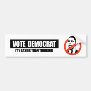 STEMMING DEMOCRAT - HET GEMAKKELIJKER DAN DENKEN BUMPERSTICKER