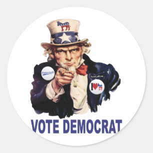 STEMMING DEMOCRAT RONDE STICKER