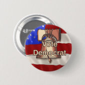 Stemming democratische pen ronde button 5,7 cm (Voorkant /achterkant)