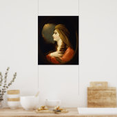 Stemming Hemels Licht Dame Rode Tulband Kunst Poster (Keuken)