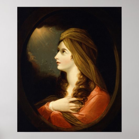 Stemming Hemels Licht Dame Rode Tulband Kunst Poster (Voorkant)