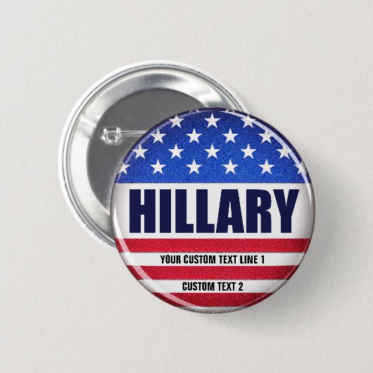 Stemming: hillary knop ronde button 5,7 cm (Voorkant /achterkant)