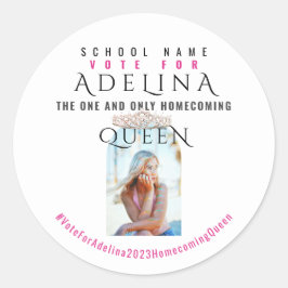 Stemming Homecoming Koningin Roze HOCO Foto Ronde Sticker