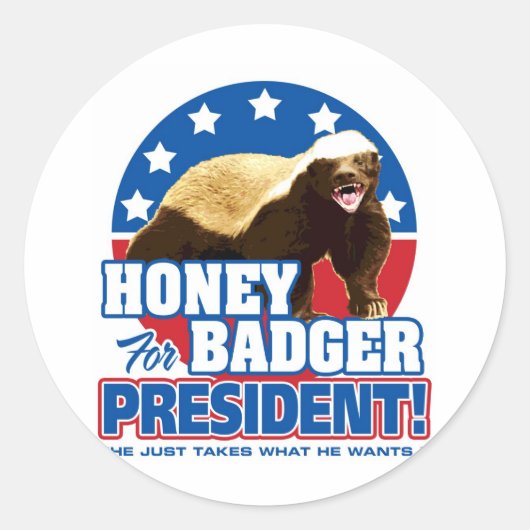 Stemming honingbadger voor President Ronde Sticker (Voorkant)