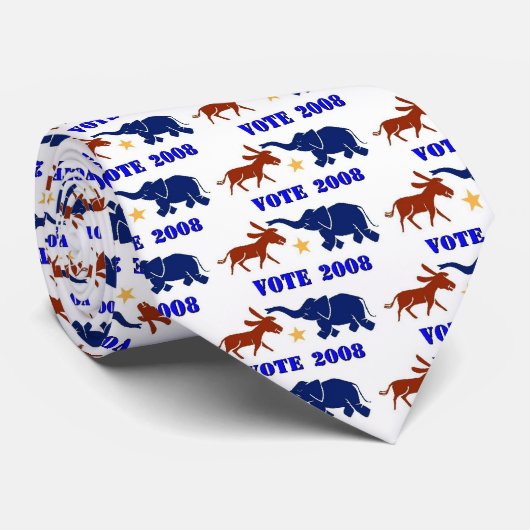 STEMMING IN 2008 MANNEN POLITIEKE ELEPHANT DONKEY  STROPDAS (Opgerold)