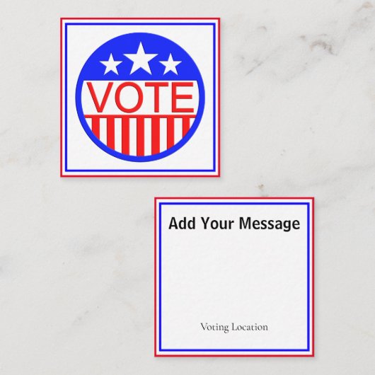 Stemming in Amerika Vierkante Visitekaartje (Voorkant / Achterkant)