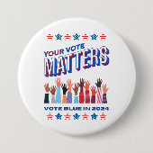 Stemming in commissie: 20-24 ronde button 7,6 cm (Voorkant)