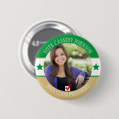 Stemming in het studentenorgaan Groene & goudschoo Ronde Button 5,7 Cm (Voorkant /achterkant)