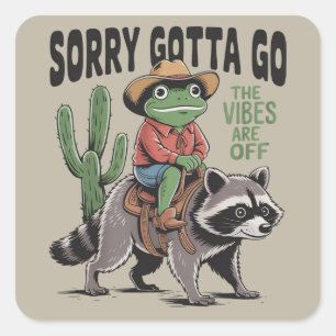 Stemming Is Uit Sorry Moet Weg Vintage Kikker Grap Vierkante Sticker