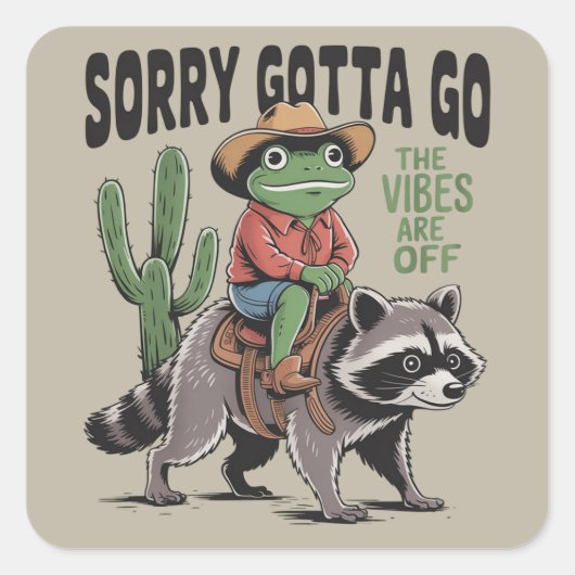 Stemming Is Uit Sorry Moet Weg Vintage Kikker Grap Vierkante Sticker (Voorkant)