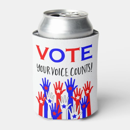 Stemming! Je stem telt! Patriottische handen Blikjeskoeler (Blikje Voorkant)