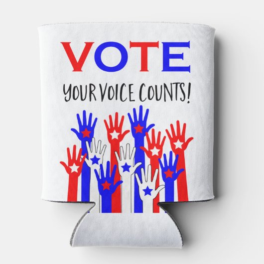 Stemming! Je stem telt! Patriottische handen Blikjeskoeler (Achterkant)