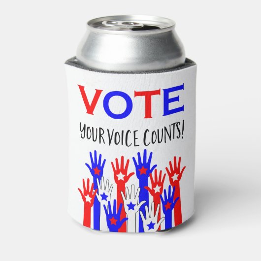 Stemming! Je stem telt! Patriottische handen Blikjeskoeler (Blikje Achterkant)
