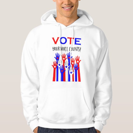 Stemming! Je stem telt! Patriottische handen Hoodie (Voorkant)