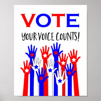 Stemming! Je stem telt! Patriottische handen Poster