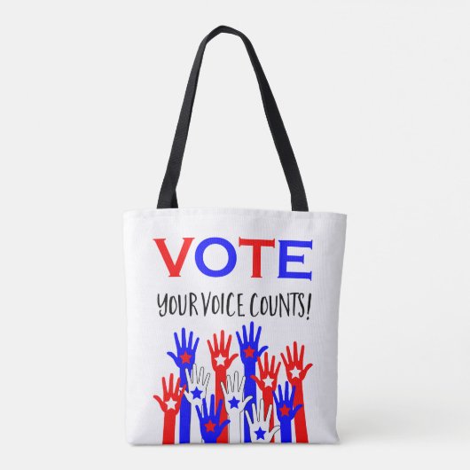 Stemming! Je stem telt! Patriottische handen Tote Bag (Achterkant)