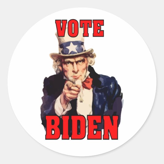 Stemming: Joe Biden oom Sam 2024 Ronde Sticker (Voorkant)