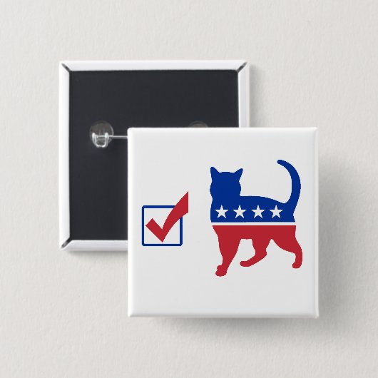 Stemming: Kat. Vierkante Button 5,1 Cm (Voorkant /achterkant)